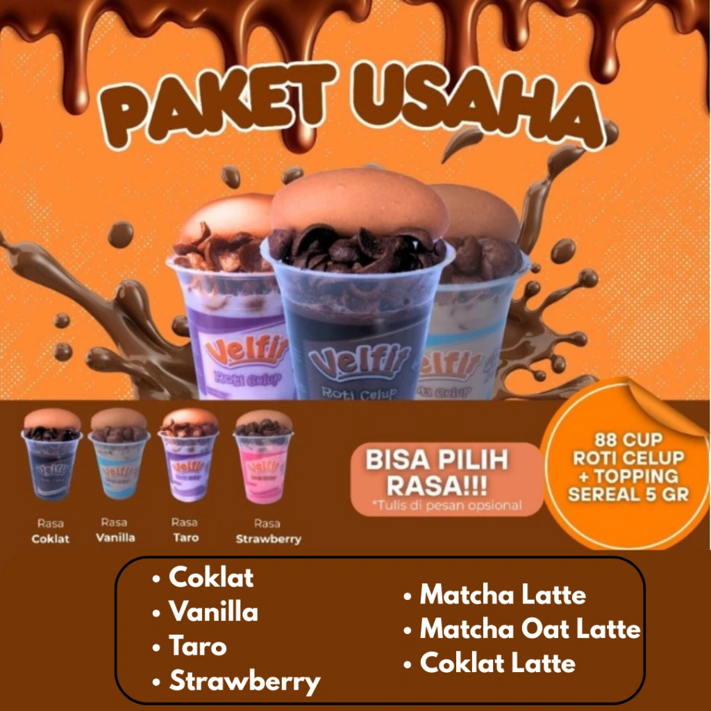 (MAX ORDER 1 PAKET) Paket Usaha 88Cup Velfit Roti Celup MIX RASA