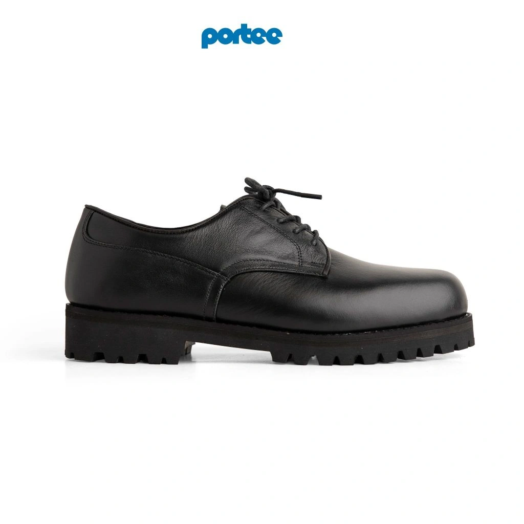 Portee Goods Sepatu Kulit Casual Pria Chunky Derby Hitam