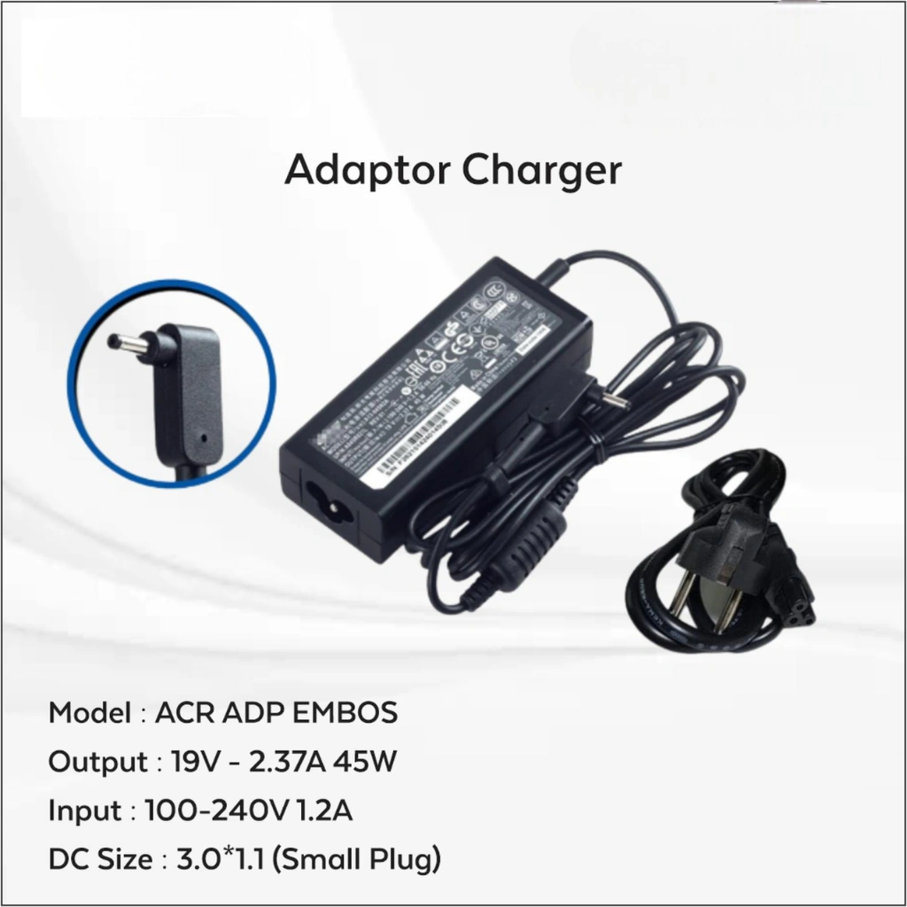 Adaptor Charger Laptop Acer Aspire Series Output 19V 2.37A 45Watt Adaptor Laptop Aspire ES1-512 / E5-473 / ES1-711 / Travelmate B116