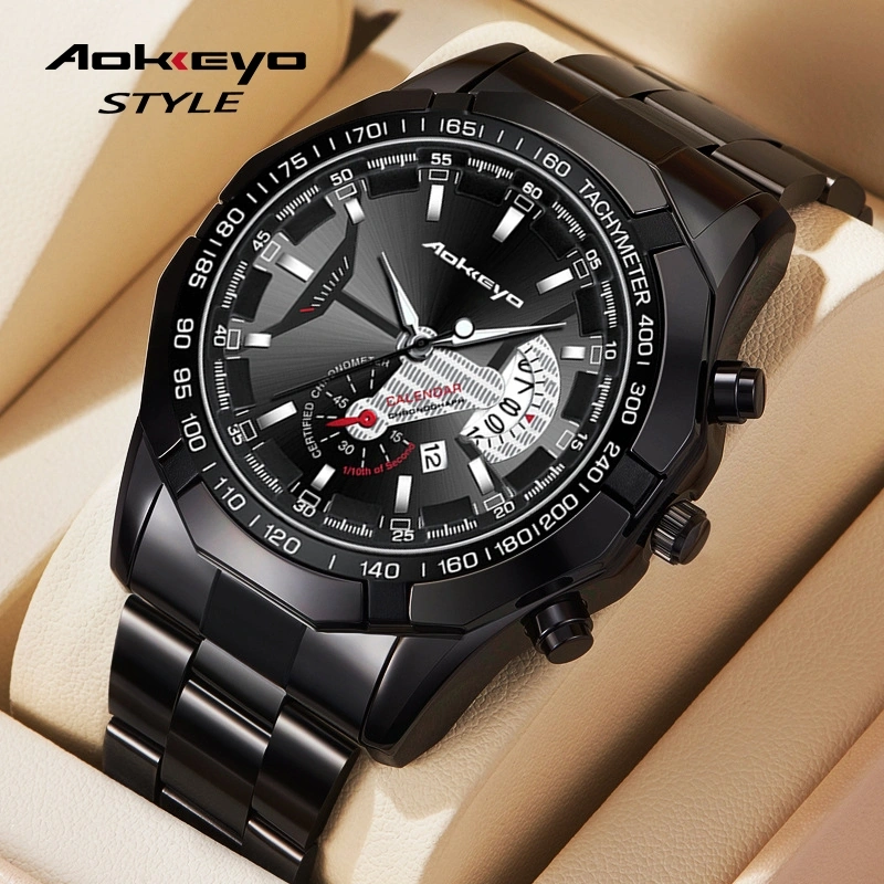 AOKEYO S001 Jam Tangan Pria Anti Air Original Luxury Stainless Steel COD Free BOX+Kartu