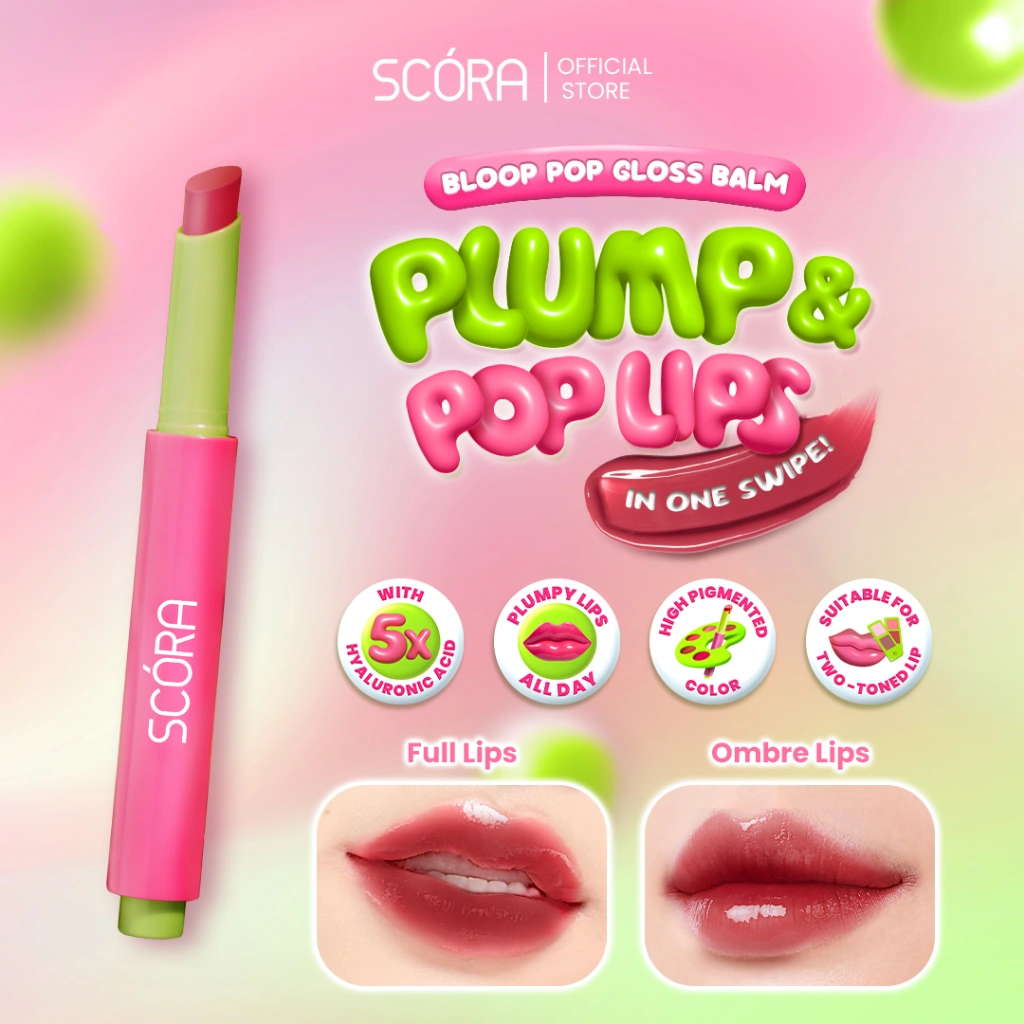 SCORA Bloop Pop Gloss Balm 2 gr | Pelembab Bibir Lip Balm Lip Gloss