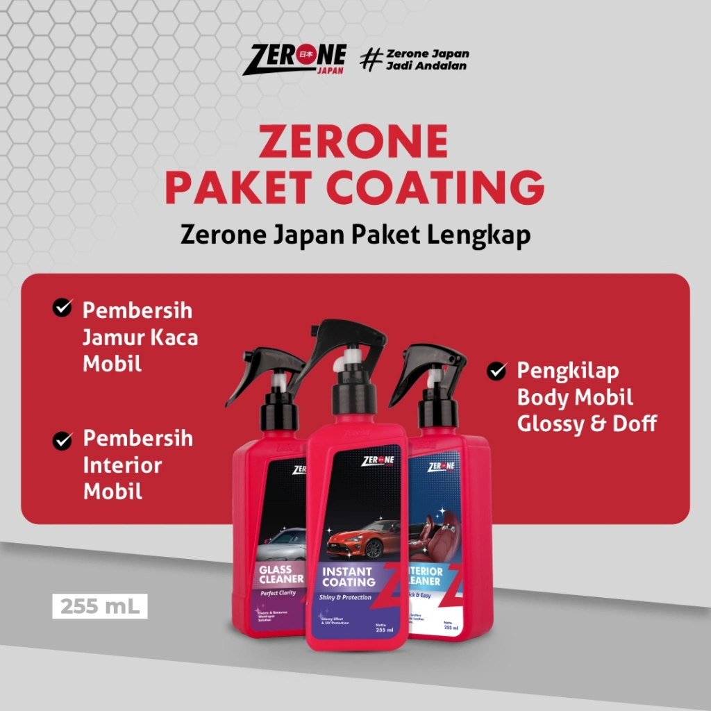 Zerone Japan Paket Coating Perawatan Mobil Lengkap Pembersih Interior Mobil Penghilang Jamur Kaca Mobil Instant Coating Pengkilap Body Mobil Efek Daun Talas