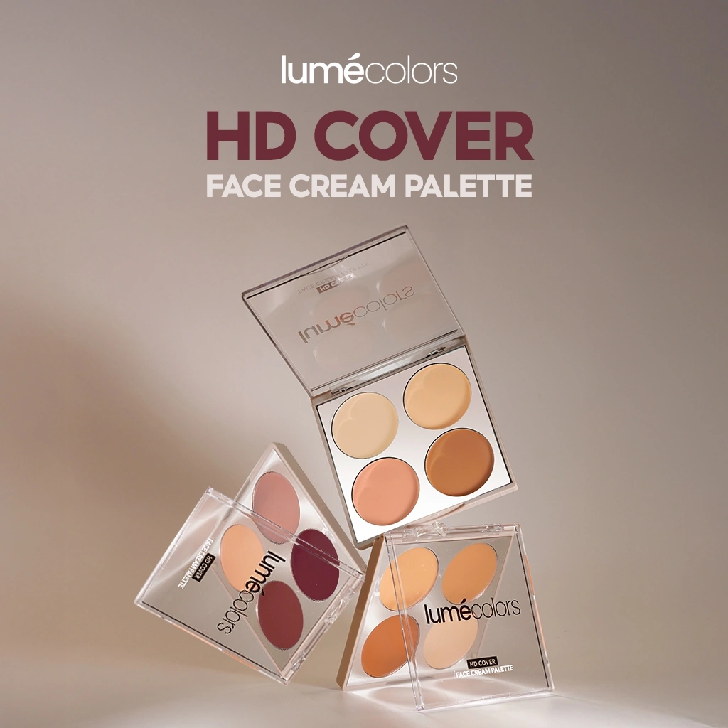 Lumecolors HD Cover Face Cream Palette – 4 in 1 Corrector Concealer Bronzer Contour Lip Cheek Glow