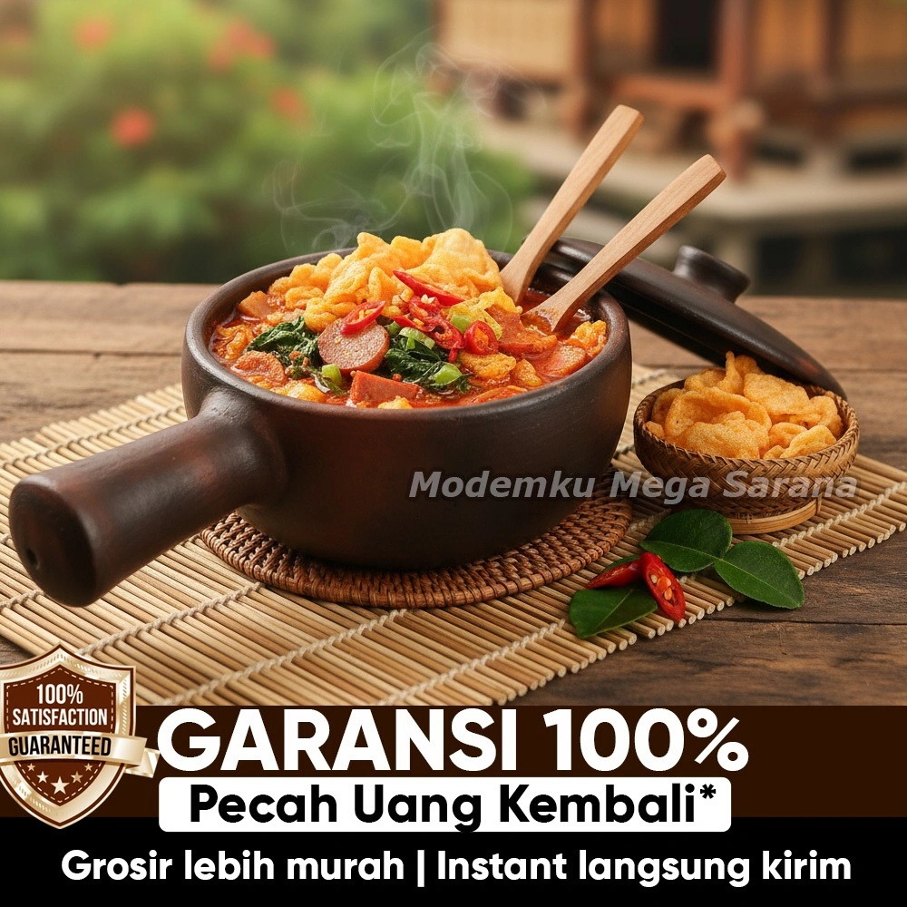 Claypot Teflon Gerabah Tanah Liat Asli – Panci Sapo Seblak Bakar / Bubur Bakar – 14cm 16cm 18cm