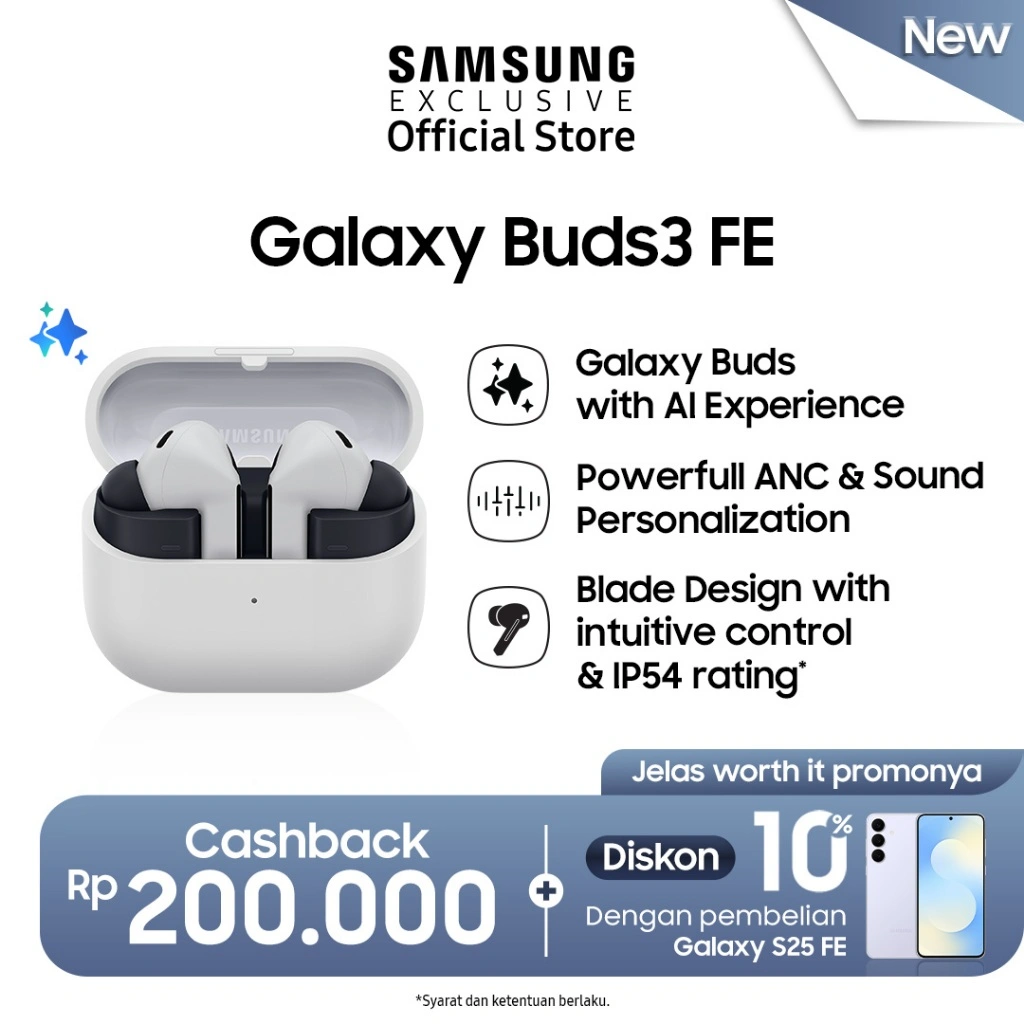 Samsung Galaxy Buds3 FE - Gray | AI Earbuds | TWS ANC | 360 Audio | Wireless Earbuds