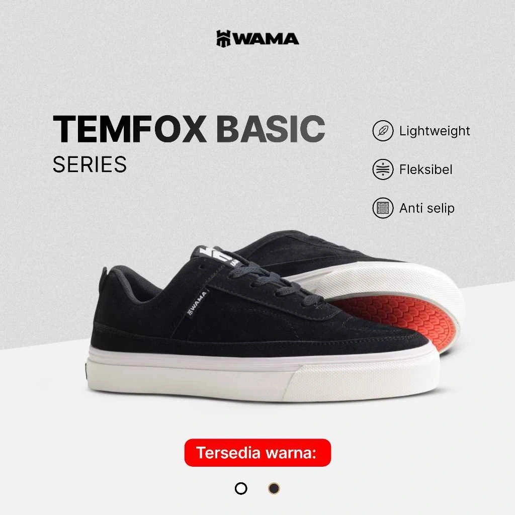 WAMA - Temfox Basic | Sepatu Sneakers Casual Pria Ukuran 39 - 43 Vulcanized Skateboard Sekolah