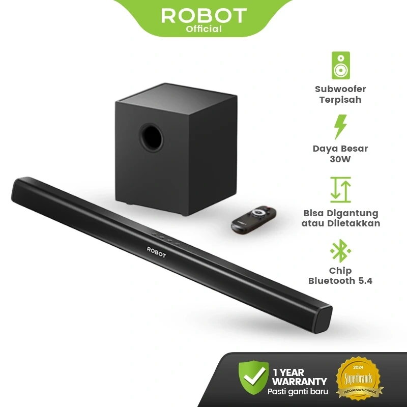 ROBOT Soundbar Speaker TV Cinema Sound Home Theater 30W Include Subwoofer Bass Max Technology Immersive Sound Bluetooth 5.4 Original - RB690