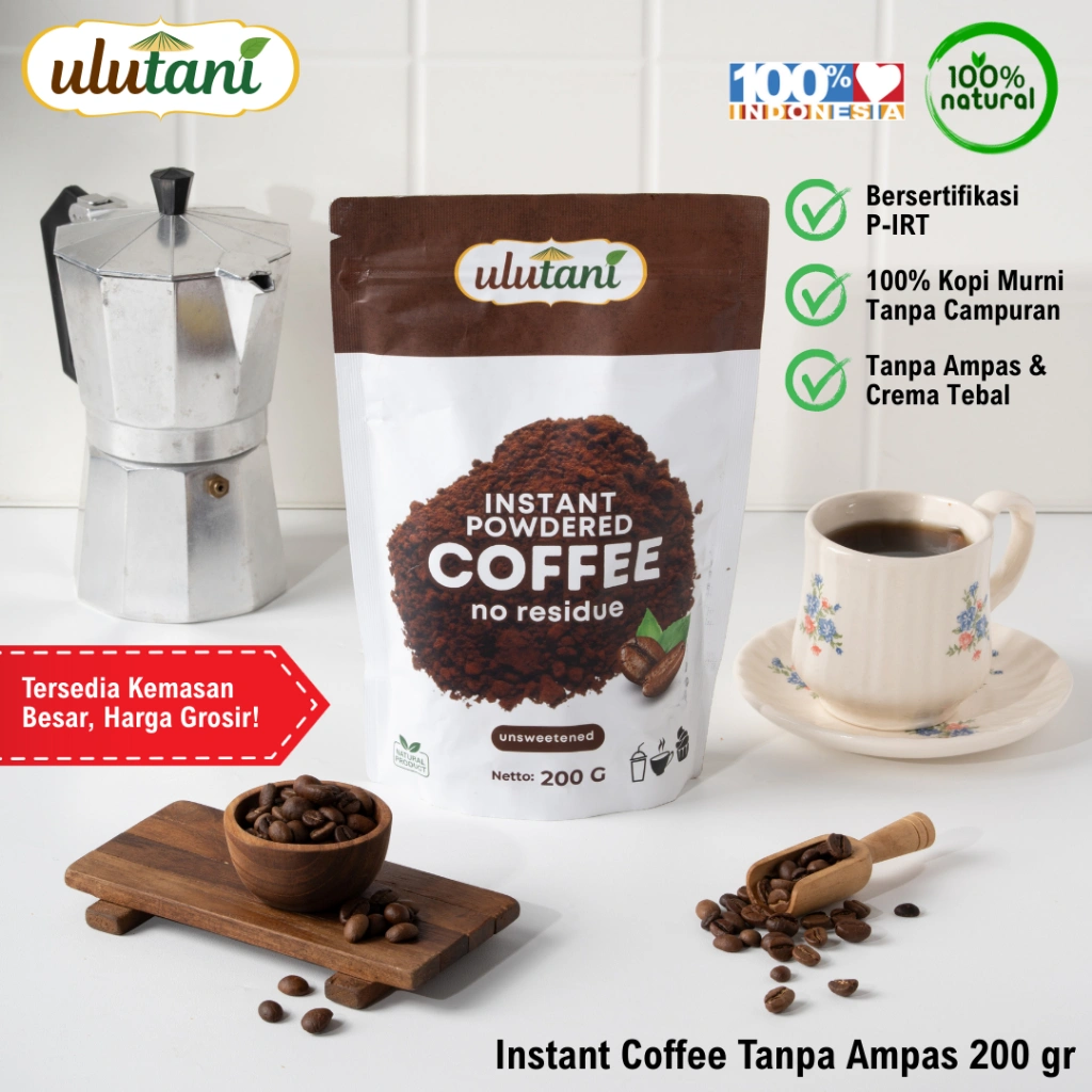 Instant Coffee Tanpa Ampas / Kopi Instan Tanpa Ampas Ulutani 200 gr