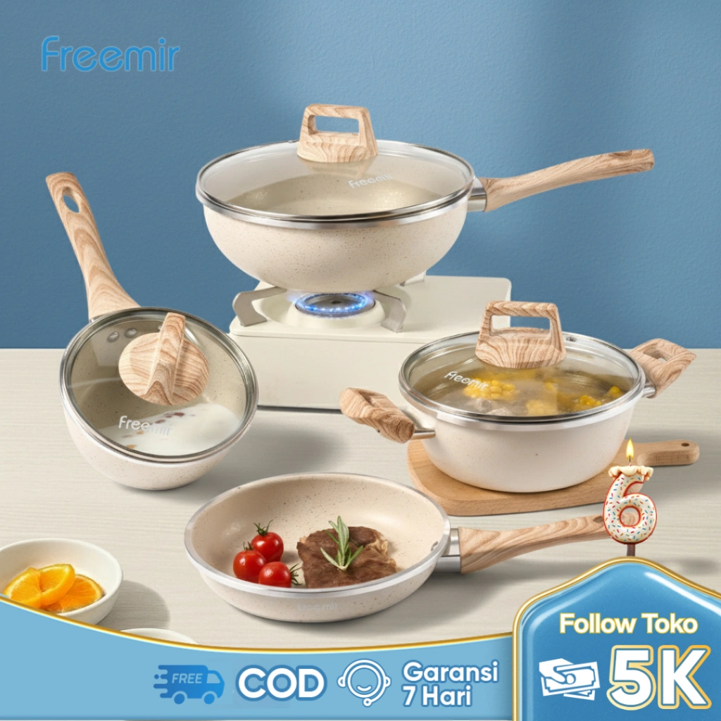 [SPECIAL] freemir Wajan Panci Set 4Pcs 26/20/20/16 Cm Anti Lengket Lapisan Granit