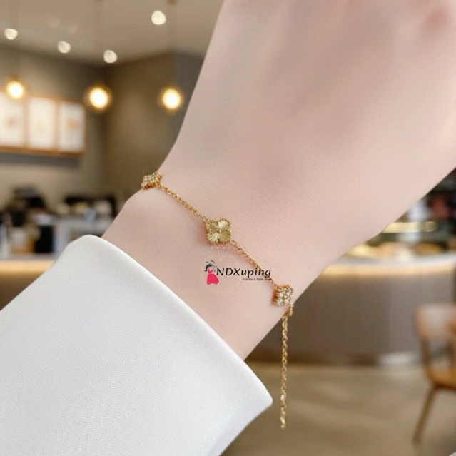 Gelang Korean Clover Renda Permata Minimalis Perhiasan Fashion N30092509