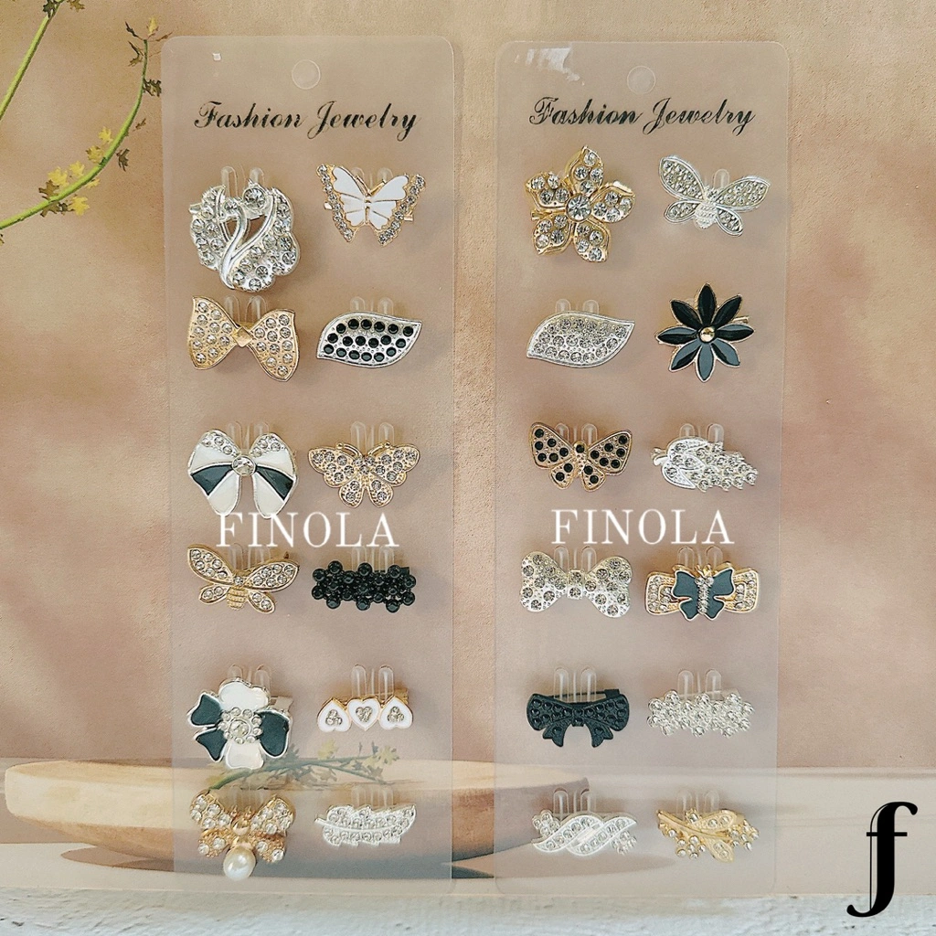 Finola Bros Dagu Hijab Mini Lusinan 12pcs Grosir Bros Bahu Kristal Aksesoris Wanita Cantik Mix Motif