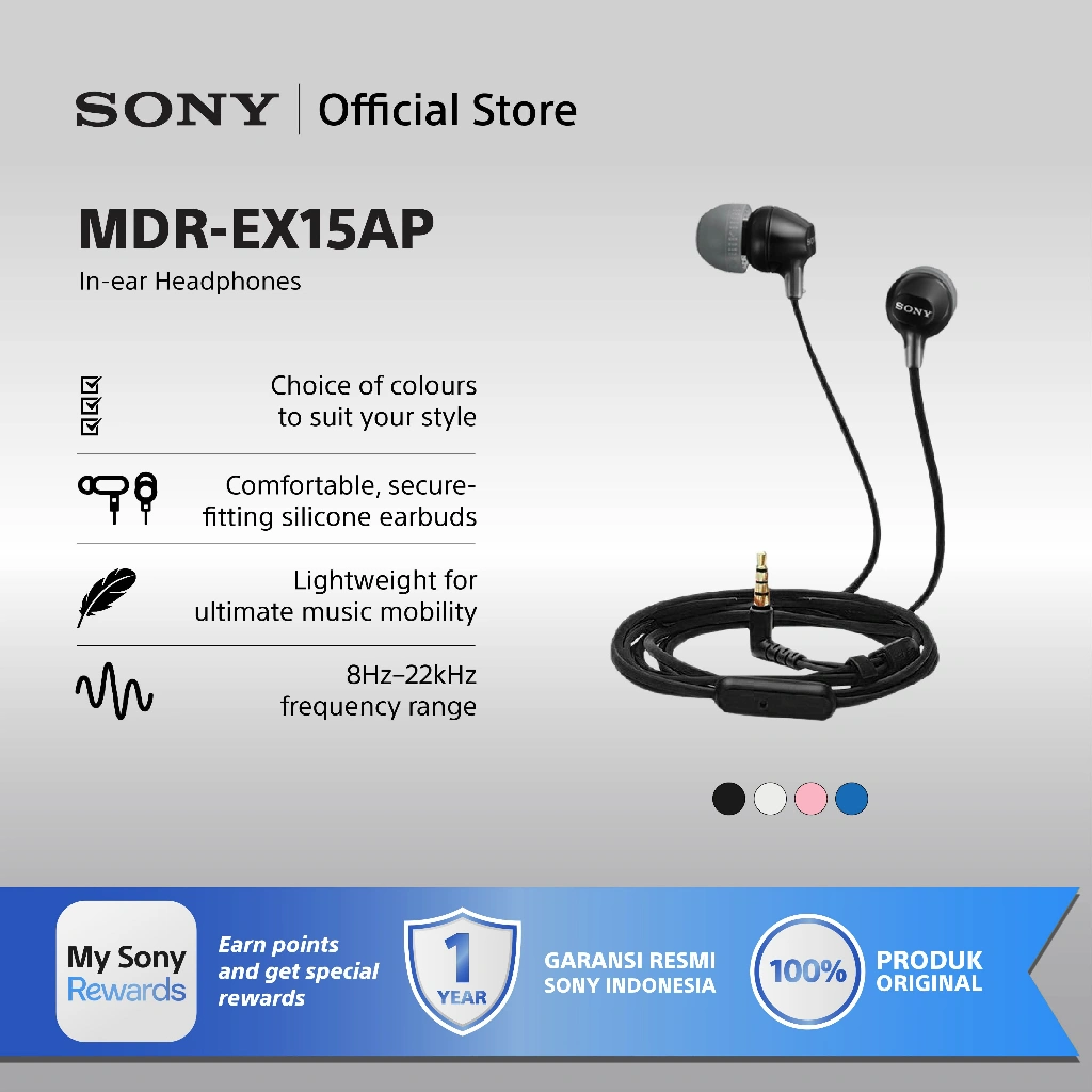 Earphone Sony MDR-EX15AP Handsfree In-ear With Microphone - Black SONY Earphone Headset Headphone Original