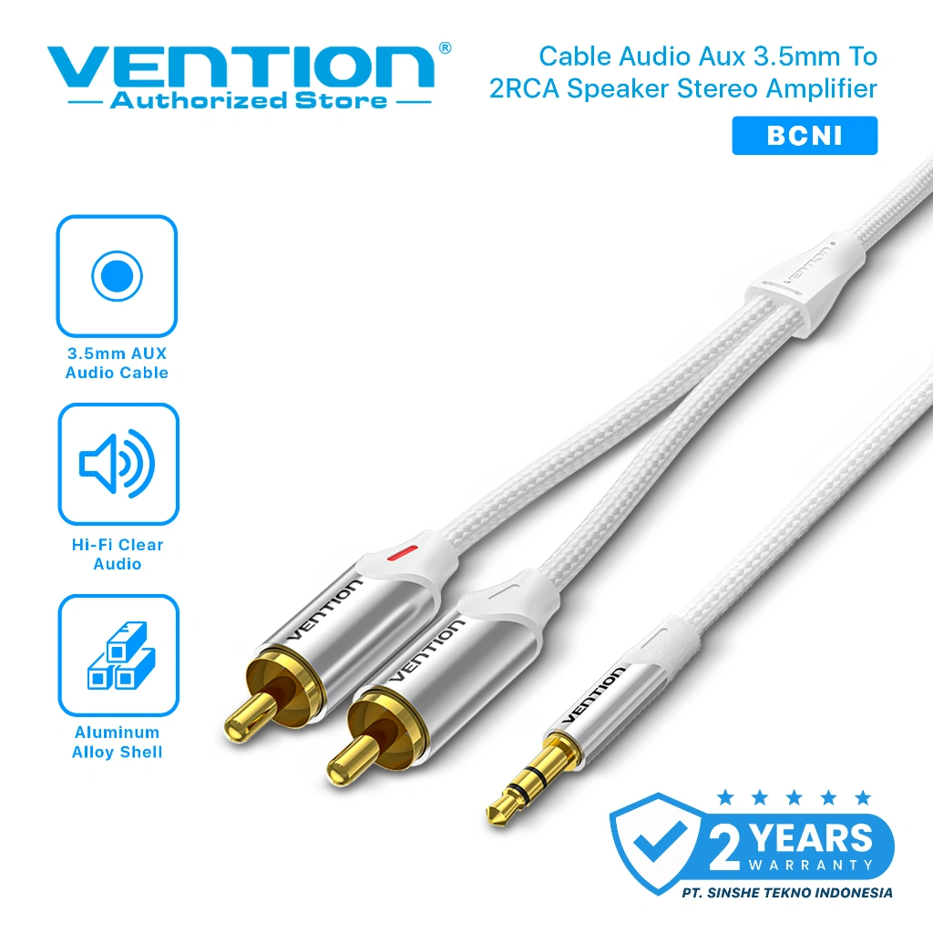 Vention Kabel Audio Aux 3.5mm to 2RCA Premium Design Quality Speaker Stereo Amplifier