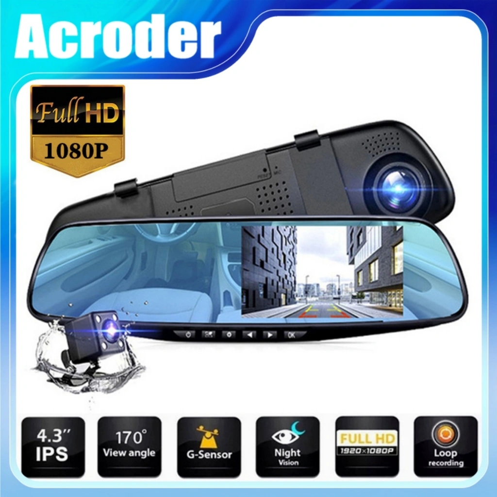 Acroder Dashcam Mobli 4.3‘’ FHD 1080P Dual Lens Loop Recording G-sensor