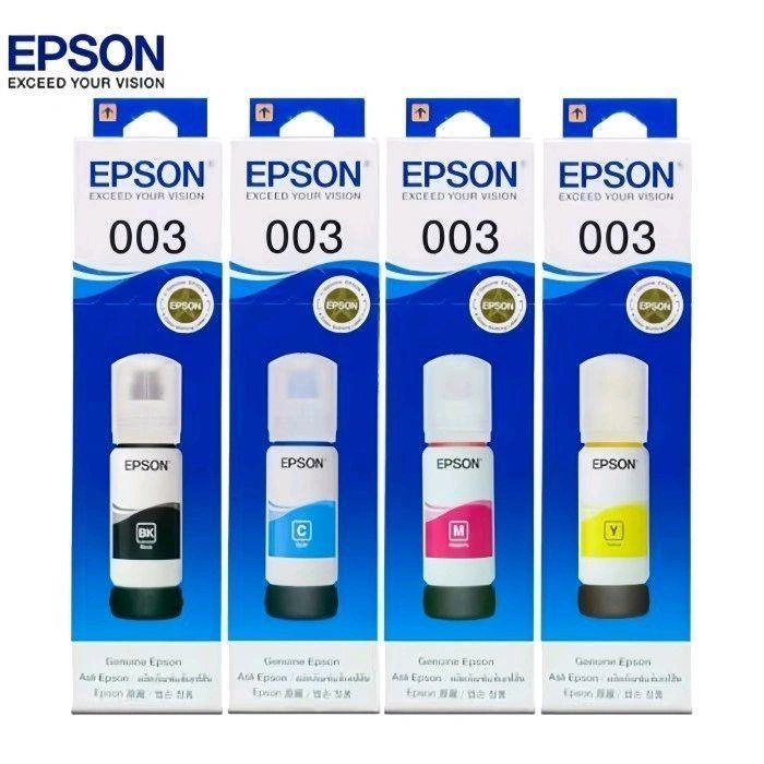 Paket 1 Set Tinta Epson 003 Original untuk Printer L1100 L1110 L1210 L1216 L1250 L1256 L3100 L3101 L3110 L3116 L3150 L3210 L3216 L3250 L3290 L3256 L5190 L5290