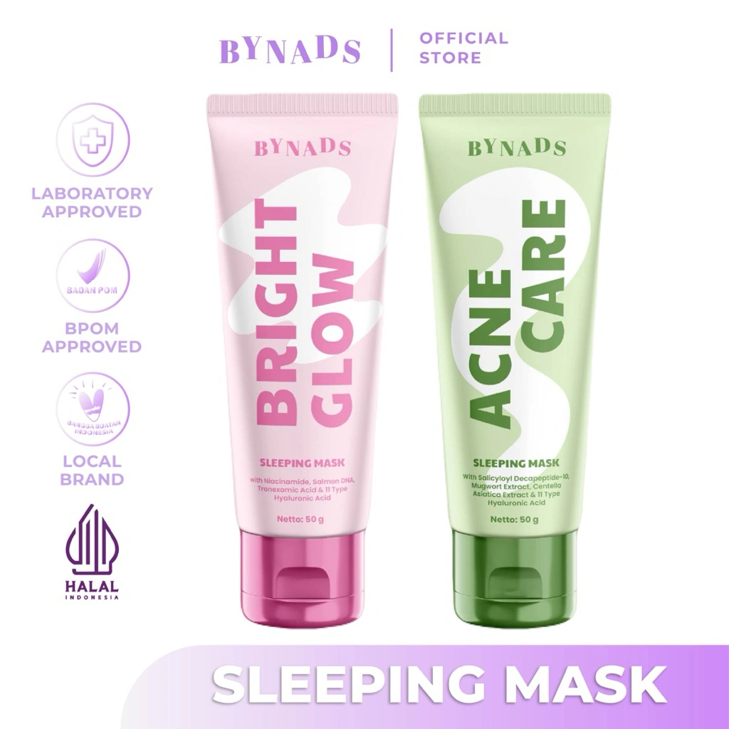[OFFICIAL] Bynads Bright Glow Sleeping Mask with 4% Niacinamide Acne Care Sleeping Mask with Salicyloyl Decapeptide-10 Bynads 3IN1 Moisturizer Sleepingmask Wash Off Mask Salmon DNA Bynads