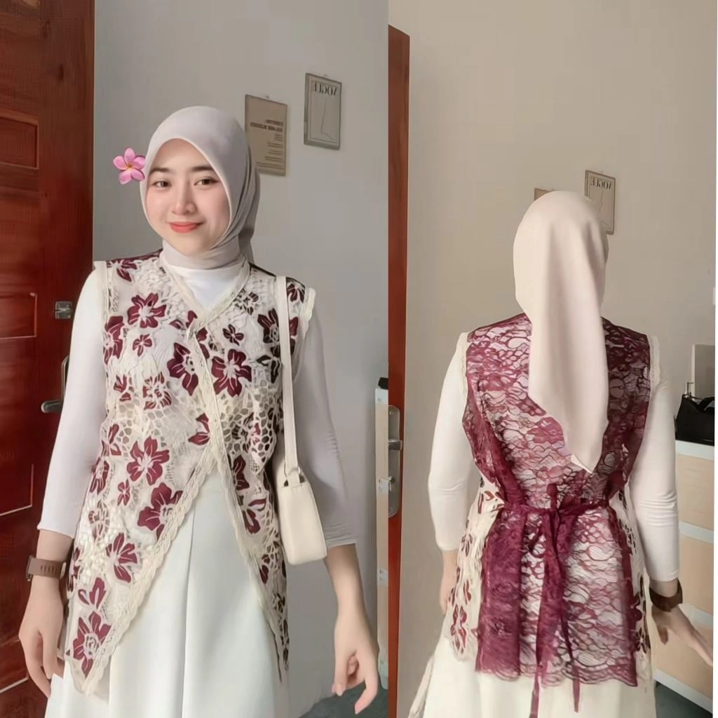 vest brokat terbaru atasan outer kekinian outfit kondangan VEST Brukat Tile Garden/Vest Rompi Garden