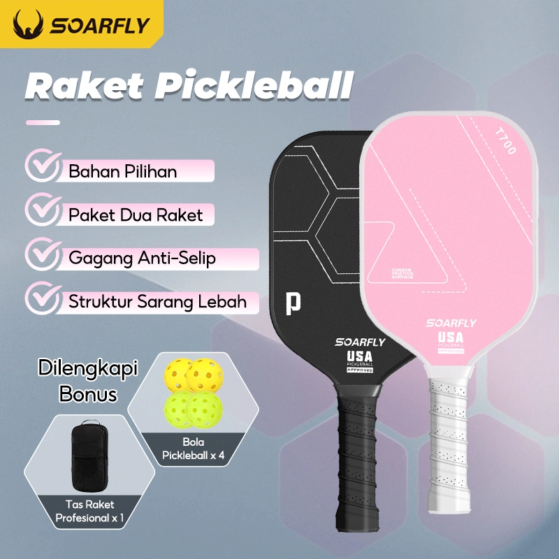 [COD] 1 SET Pickleball Racket Set 2 Rackets +4 Balls Pickle Ball Set Raket Pickle Tennis Tenis Serat Karbon Pickleball Dayung Serat Kaca Pickleball Racket Set