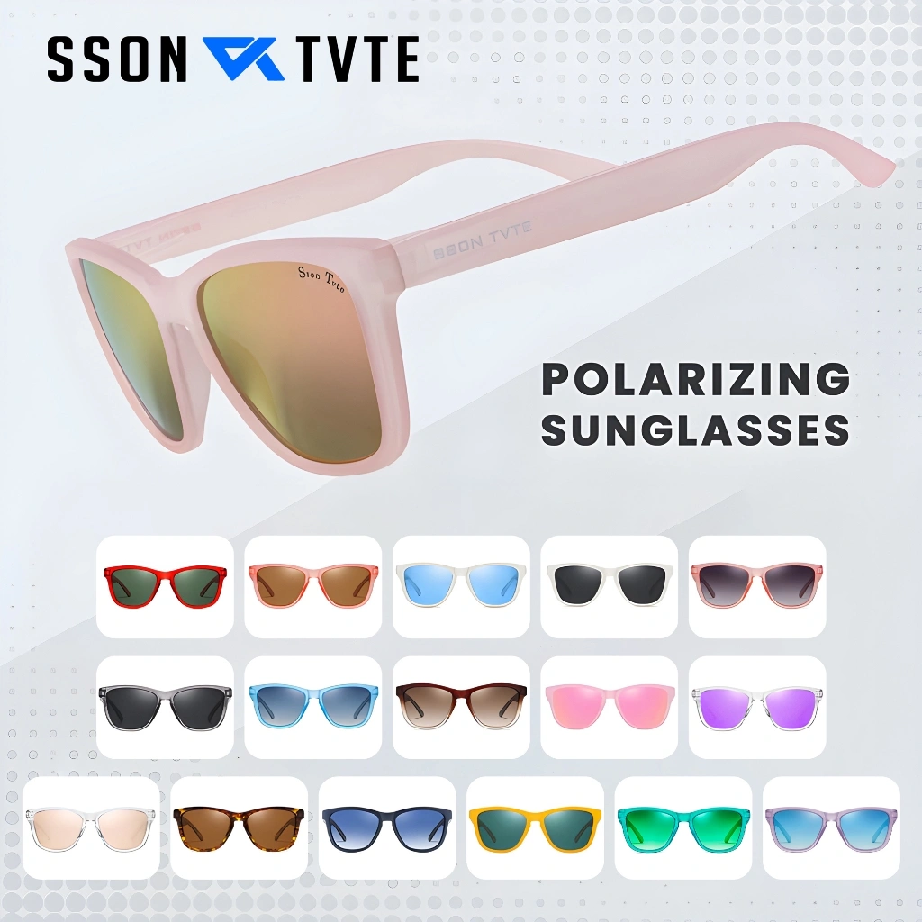 SSON TVTE Frame Kacamata Hitam Running Polarized Sunglasses Pria Wanita Frame Kotak PC TR3332