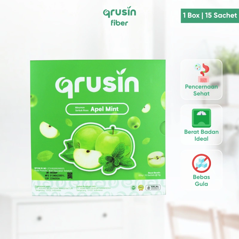 Qrusin Minuman Diet Serat Fiber Slim Suplemen Detox Pelangsing Penurun Berat Badan 1 Box 1bx