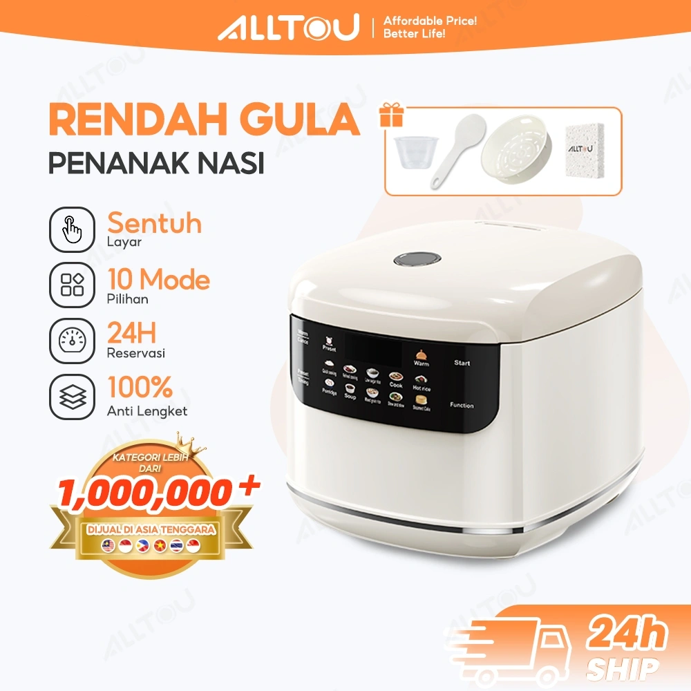 ALLTOU Digital Rice Cooker 2L Low Sugar Magic Com Penanak Nasi with 10 Fungsi Anti Lengket Anti Baret