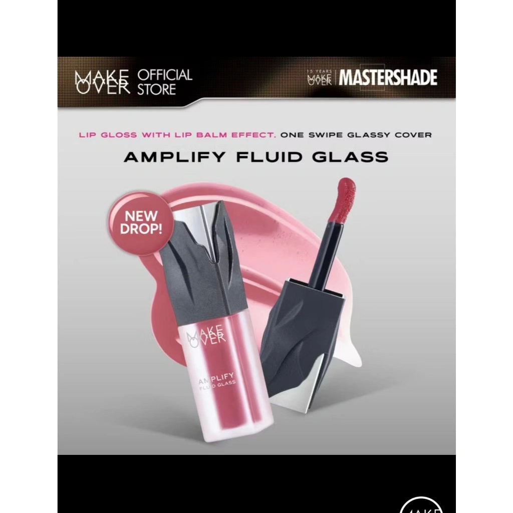 MakeOver Amplify Fluid Glass Lip Gloss Hydrating Plump Shine l Lip Top Coat l Lip Plumper