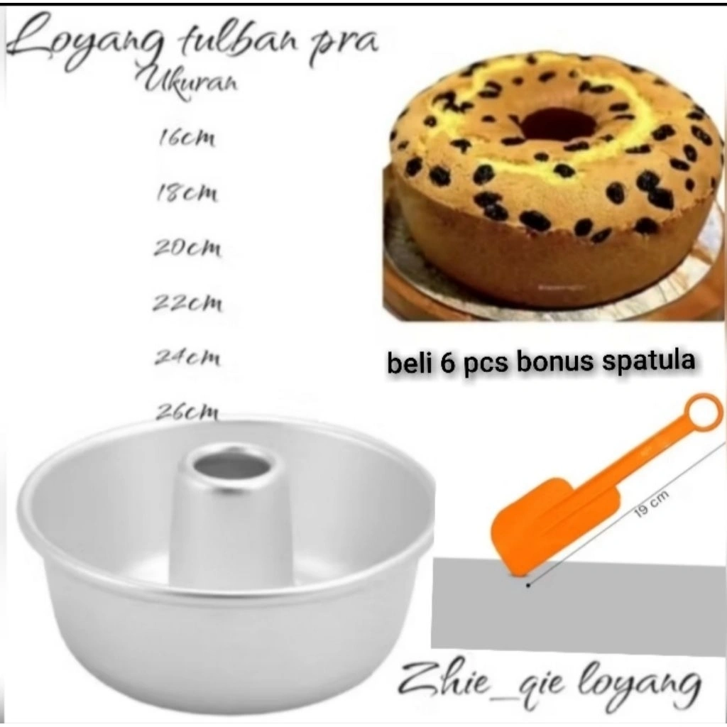 Loyang tulban pres Bahan tebal ukuran 16.18.20.22.24.26cm beli 6 pcs bonus spatula