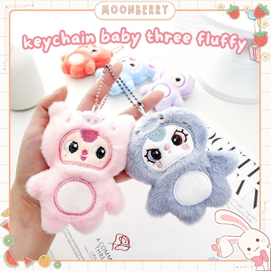 Gantungan Kunci Motif Baby Three Plushie Soft Doll Ganci Tas Keychain Souvenir Lucu Aesthetic Boneka Couple