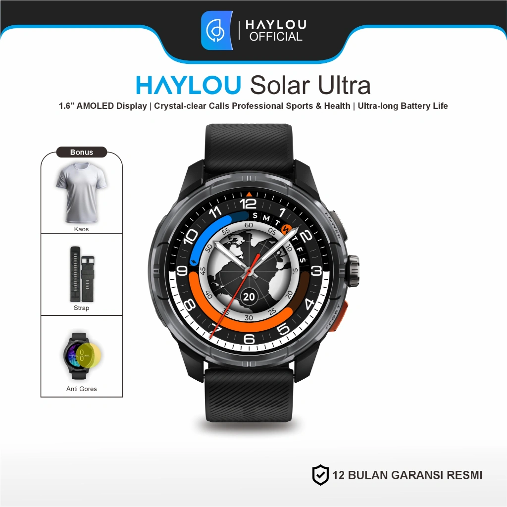 Haylou Solar Ultra SmartWatch 1.6" Amoled HD BTCALL GPS BUILT IN