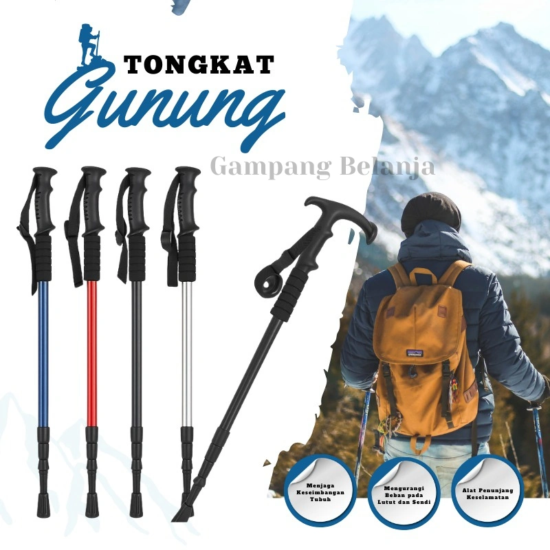 Tongkat Hiking Trekking Pole/Tongkat Gunung Dengan Senter Tongkat Pole Harga Termurah