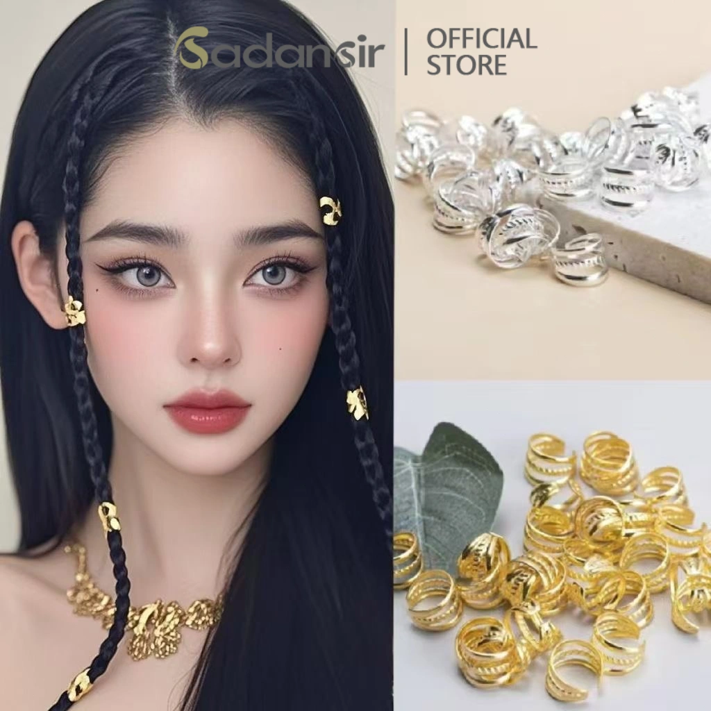 Sadansir 40pcs DIY Wig Kepang Kotor Aksesori Hair Braid Rambut Cincin Klip Manik Adjustable Aksesoris DIY Dekorasi Kepang Rambut