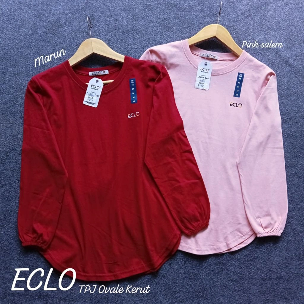Kaos Panjang Cewek ECLO Original M L XL (Kerut)