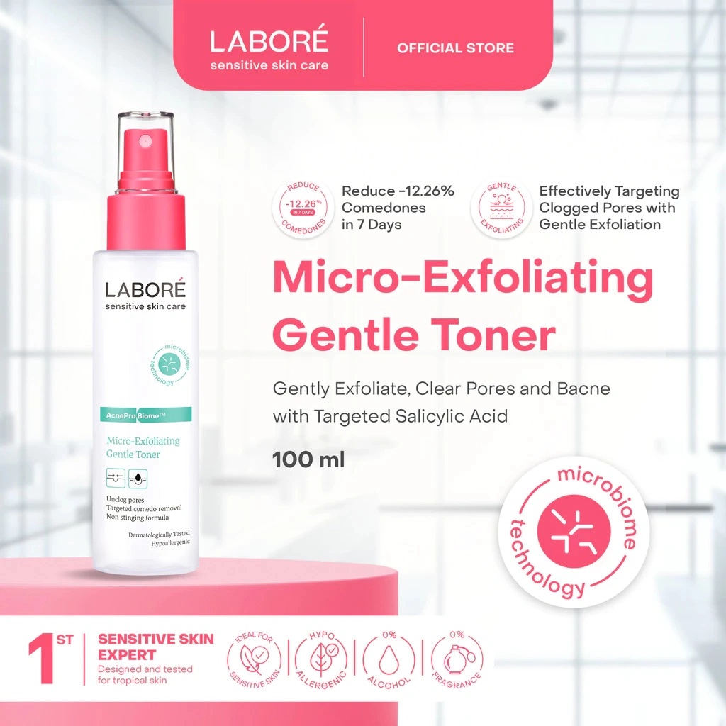 LABORÉ Sensitive Skin Care AcnePro Biome Micro Exfoliating Gentle Toner 100ml - Dermalab Revolutionaire Toner Eksfoliasi Wajah untuk Kulit Berjerawat Sensitif dengan Kandungan Salicylic Acid Gentle