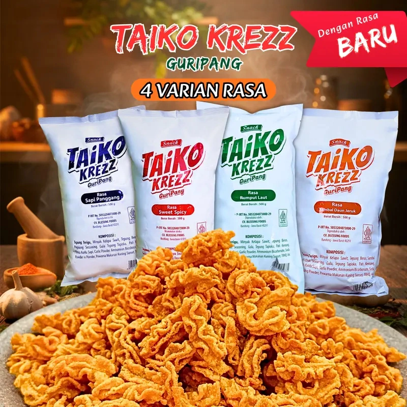 cemilan Snack makanan Taiko Krezz Guripang 500g/1000g jajanan snack grosir termurah snack grosir murah lengkap cemilan murah gratis ongkir makanan ringan snack jajanan jajancemilan pedas cemilan anak kos