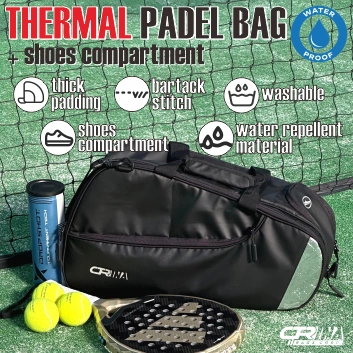 Tas Padel THERMAL Waterproof | Tas Raket Tenis Sekat Sepatu Bisa Custom Nama | Isothermal Sport Bag Multifungsi
