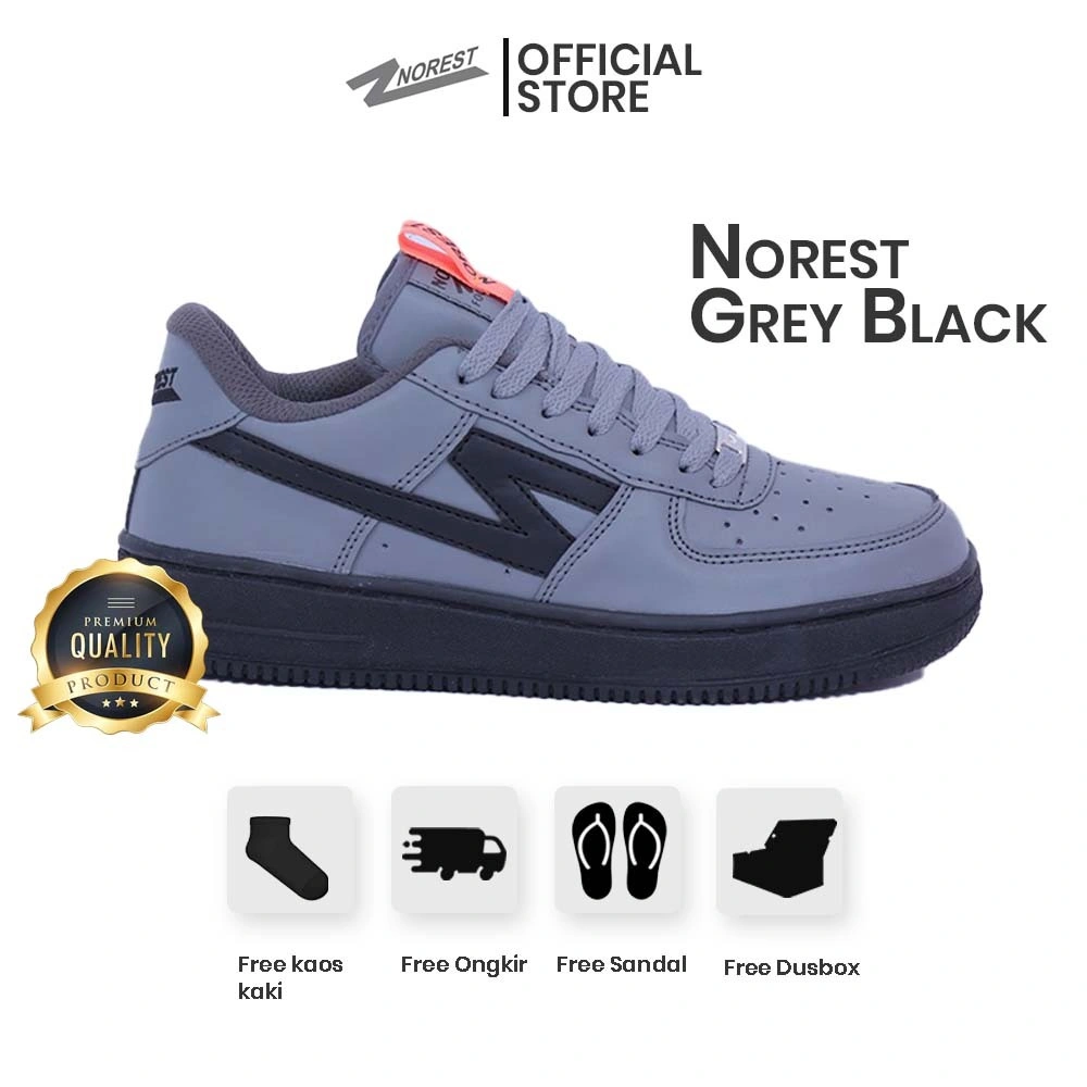 Norest - Sepatu Sneakers Casual Pria Wanita Original Lokal Brand Gratis Kaos Kaki dan Sandal
