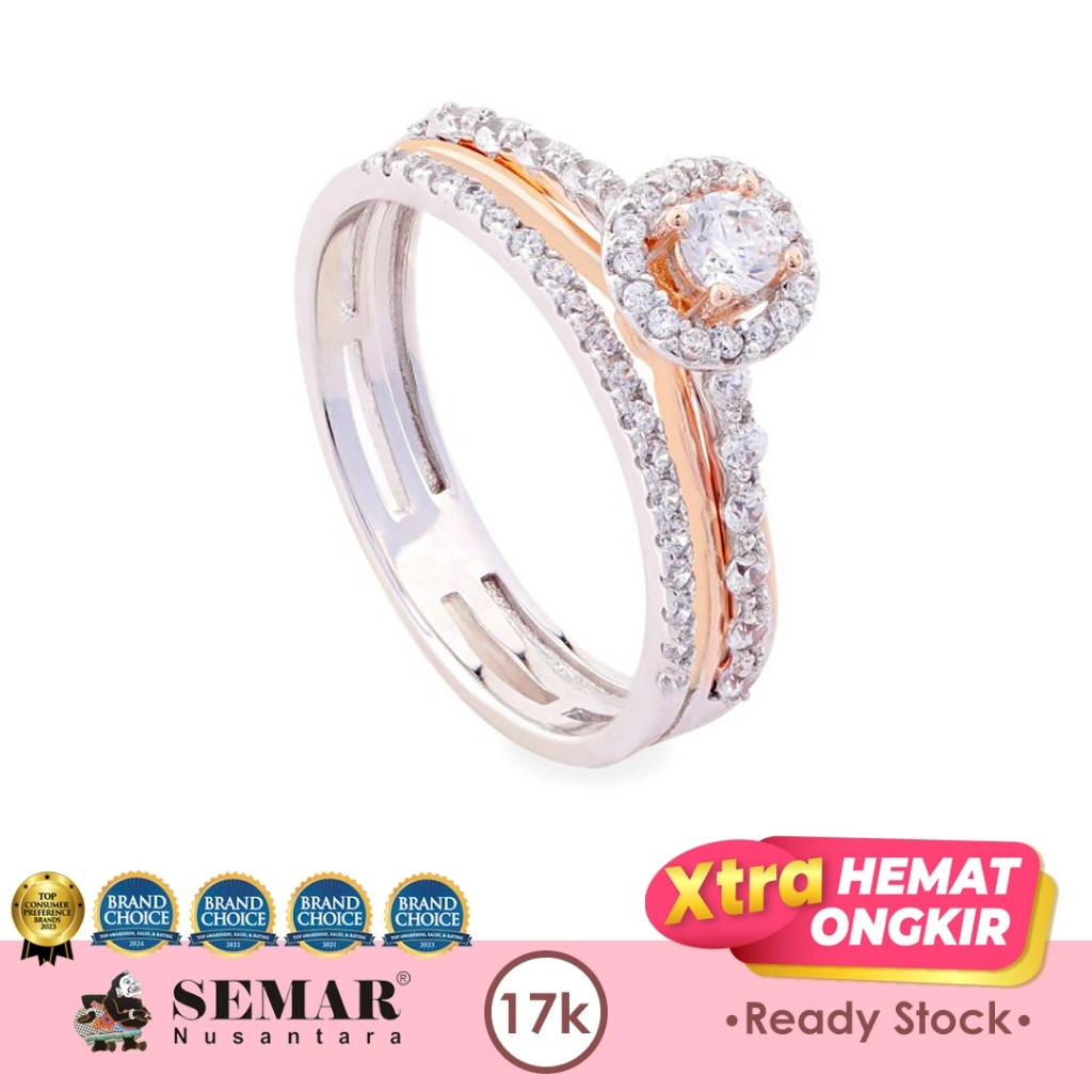 Cincin Emas Illuminae Sheren Moonlight Collection Rose White Gold 17K Semar Nusantara