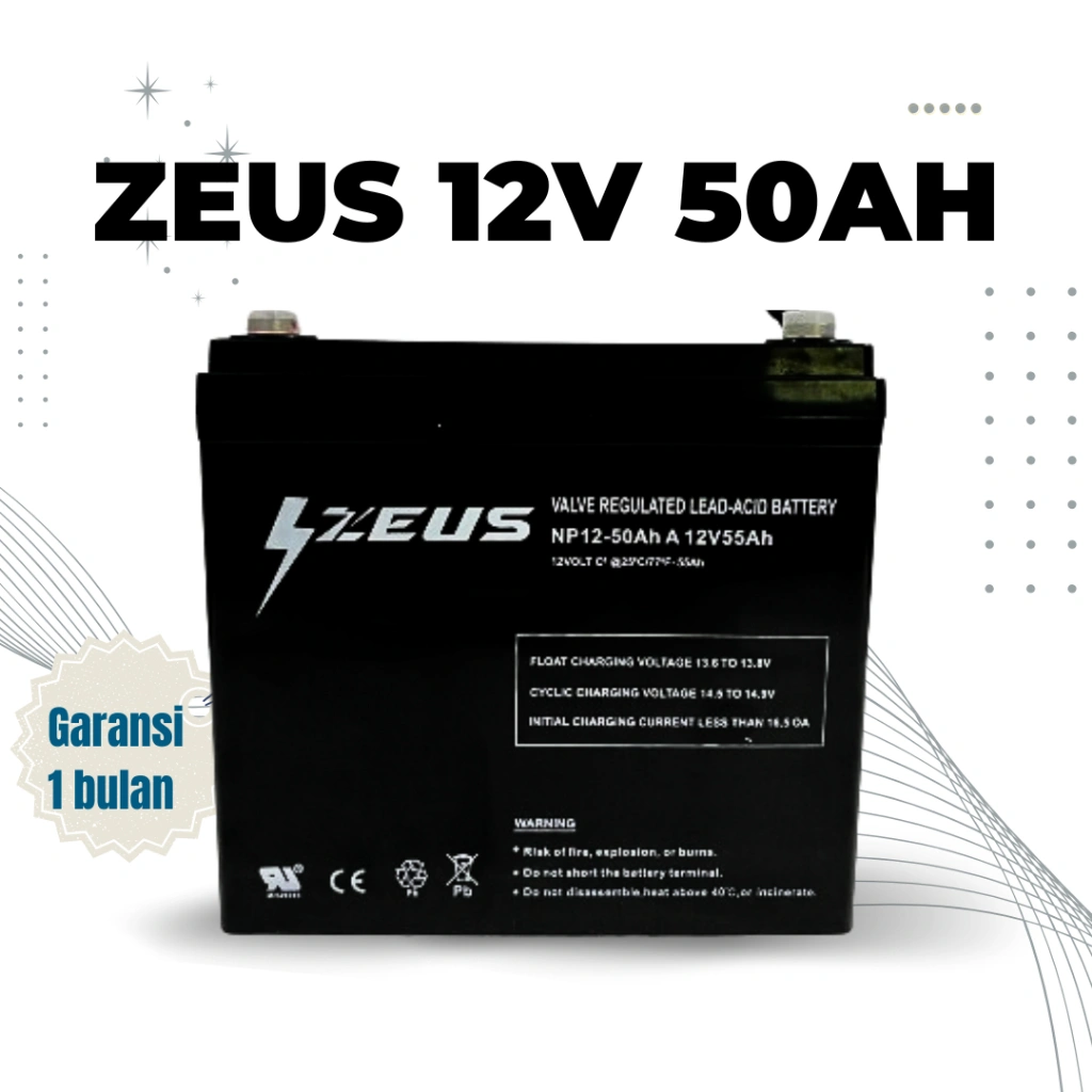 Aki Baterai Battery VRLA Zeus 50 Ampere 12v50ah