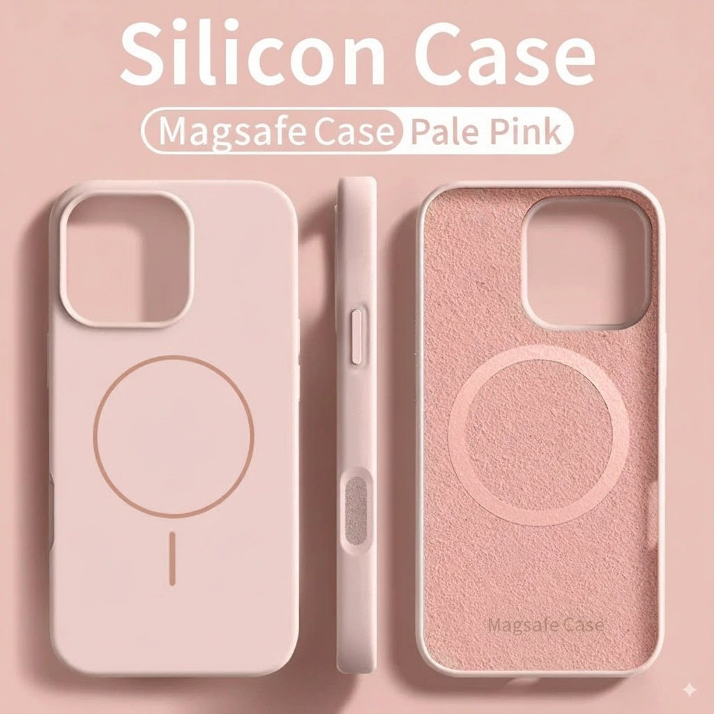 MAGSAFE Premium Silicon Anti Noda Full Cover Case iPhone 16 15 14 13 12 Pro Max & plus Warna Lilac Pink Blue Black