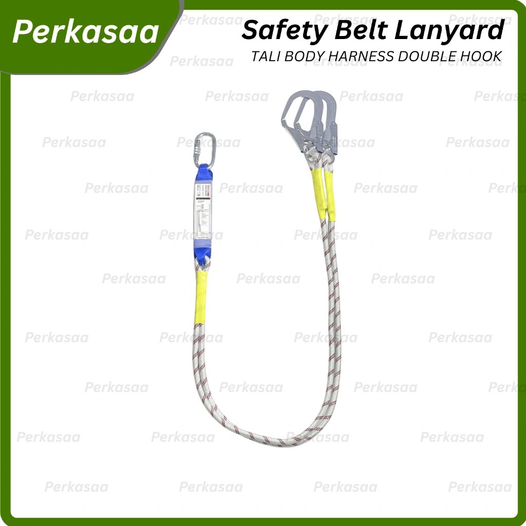 Absorber Lanyard Double Big Hook Safety Belt / Tali Body Harness Pengaman Panjat Tebing