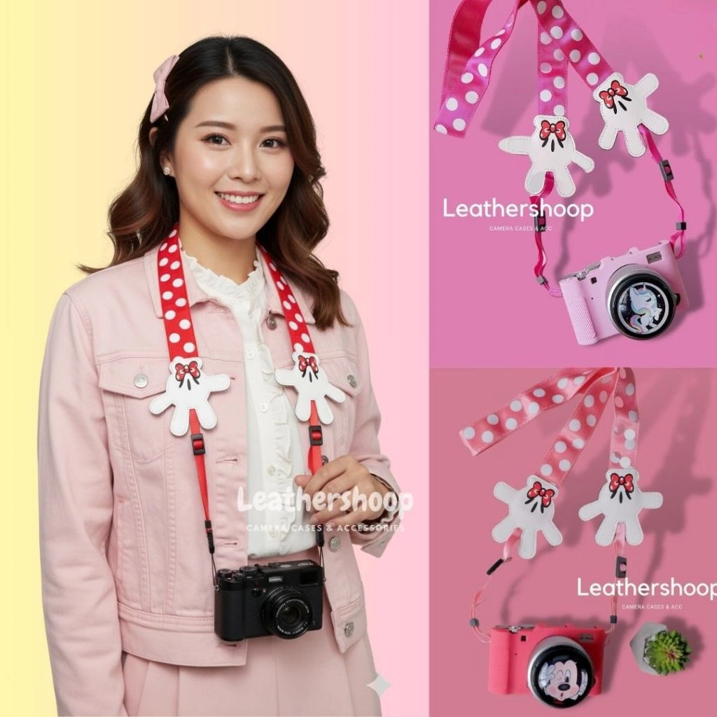 Strap Tali Kamera Cute Minnie Mickey Mouse untuk Kamera Pocket Mirorrless DSLR