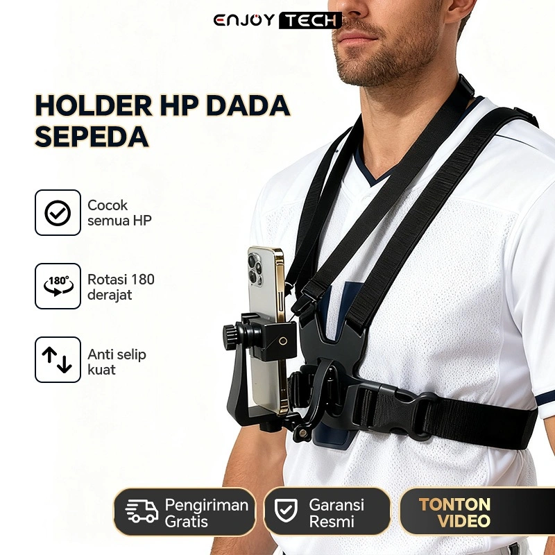 Belt Holder HP Tali Dada 360° Ponsel Dada Mount Smartphone Action Cam untuk Tali Chest Strap Dudukan Dada Paket Tali Chest Strap Dada For Handphone Belt Holder HP untuk Motovlog, Video Motor, dan Mount Kamera GoPro