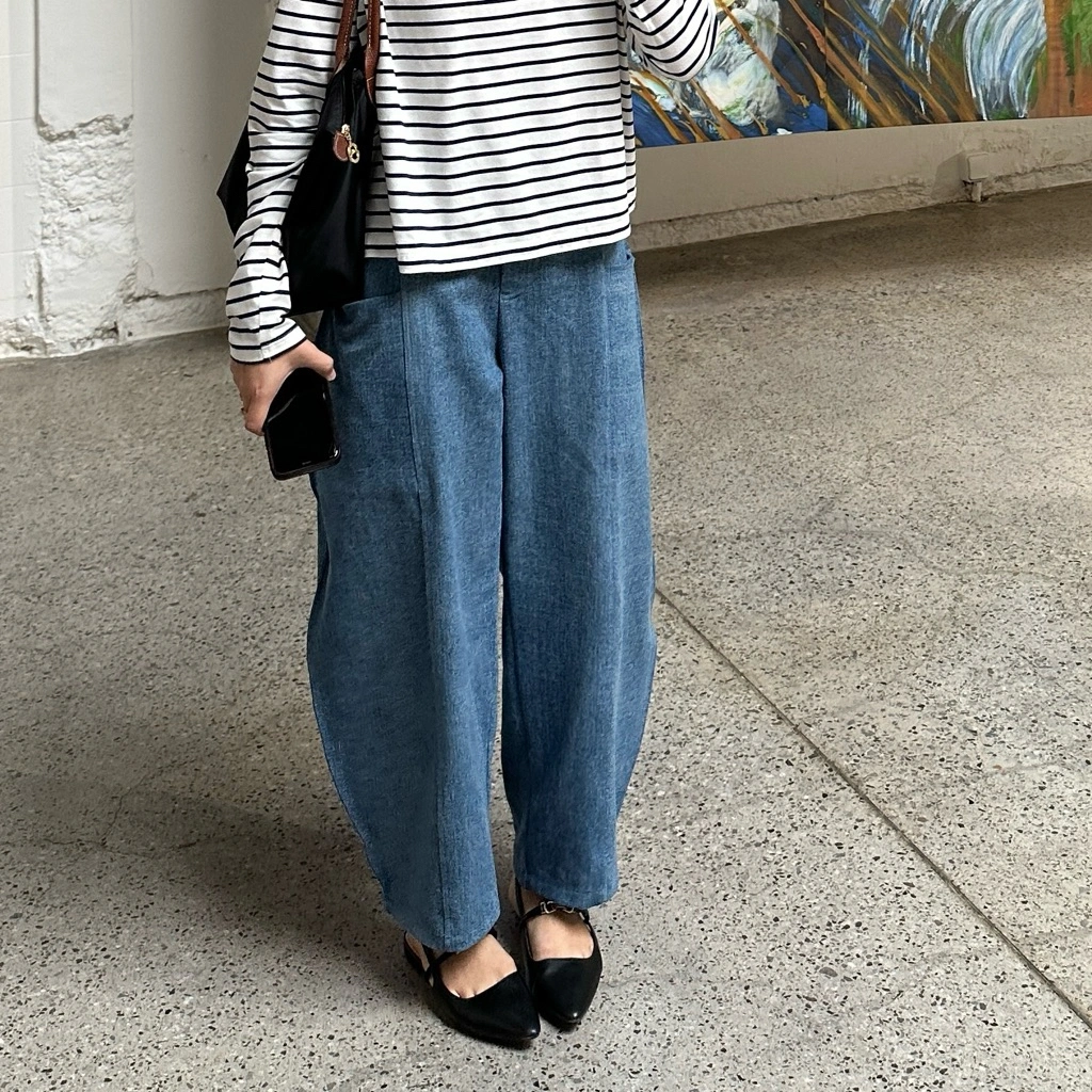 popils - Gia Barrel Denim | Celana barrel Jeans Biru