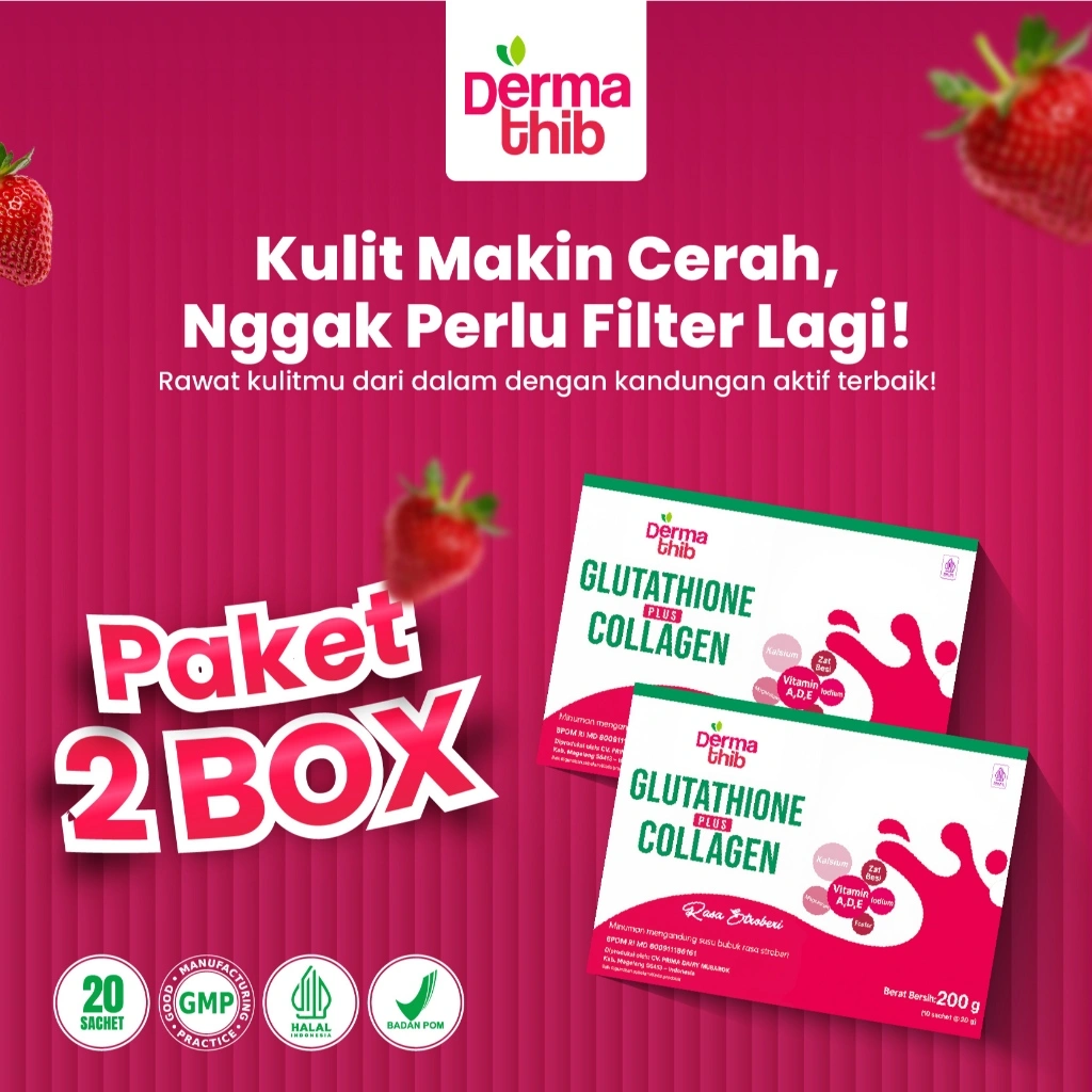 Dermathib Collagen Drink Plus Glutatione Minuman Serbuk Suplement Kesehatan Kulit Per Box Isi 10 Sachet