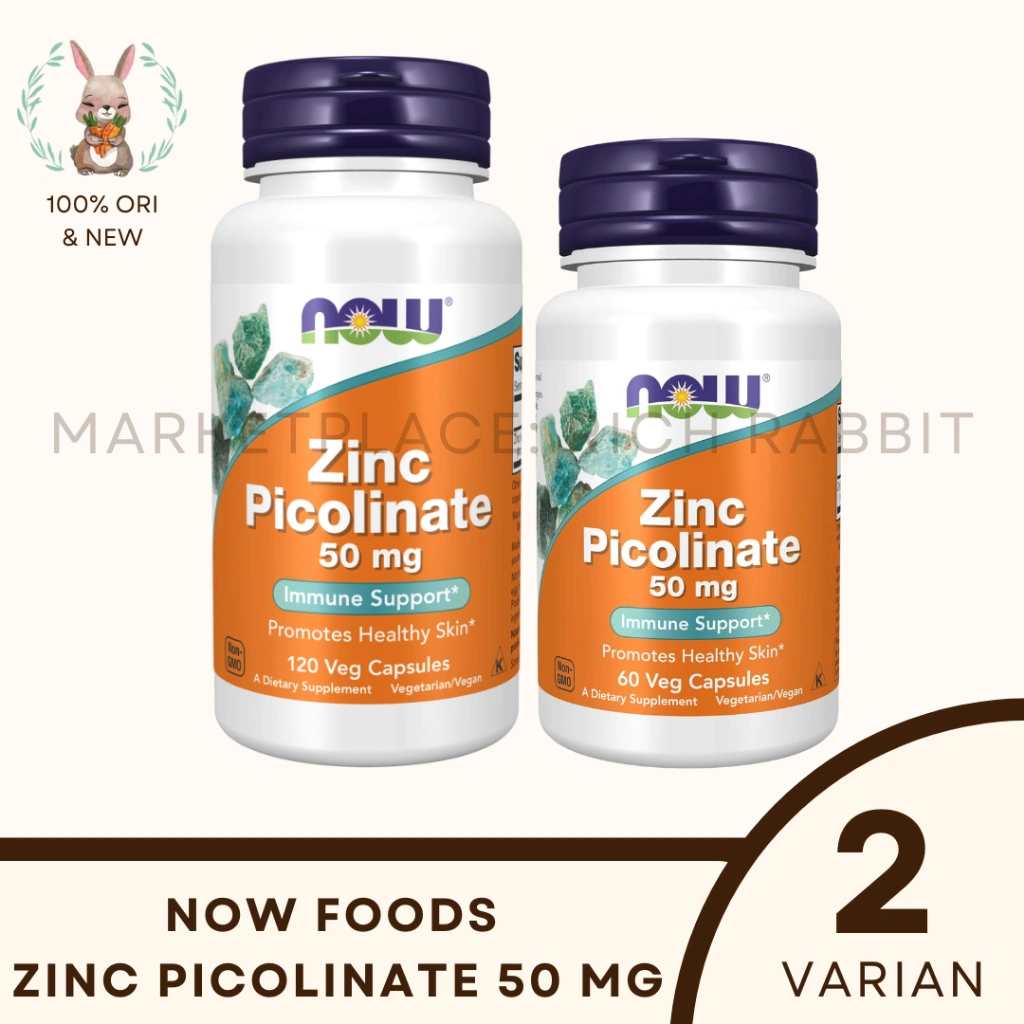 Now Foods Zinc Picolinate 50 mg Suplemen Enzyme 120 60 Veg Capsule