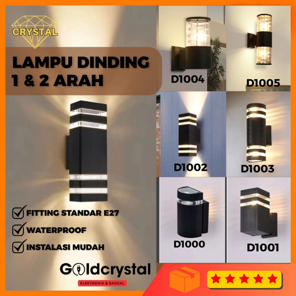 Lampu Hias Dinding Pilar Wall Lamp 1Arah/2Arah Bulat Kotak Outdoor Minimalis