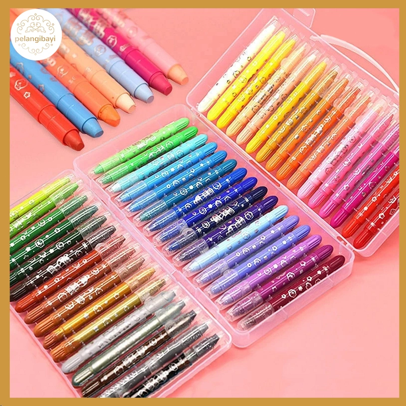 Crayon Grasp Mata Sedang 24/48 Warna Krayon Lembut Water Soluble Crayon / Krayon Warna