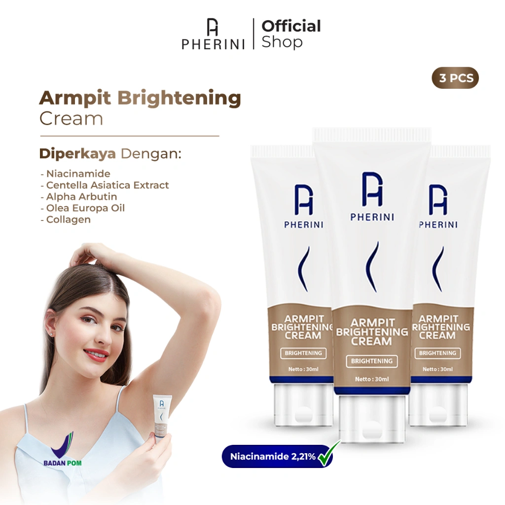 PHERINI 3 Pcs Underarm Armpit Brightening Cream Pemutih Ketiak Ampuh pherini official shop Armpit Brightening Cream Bpom