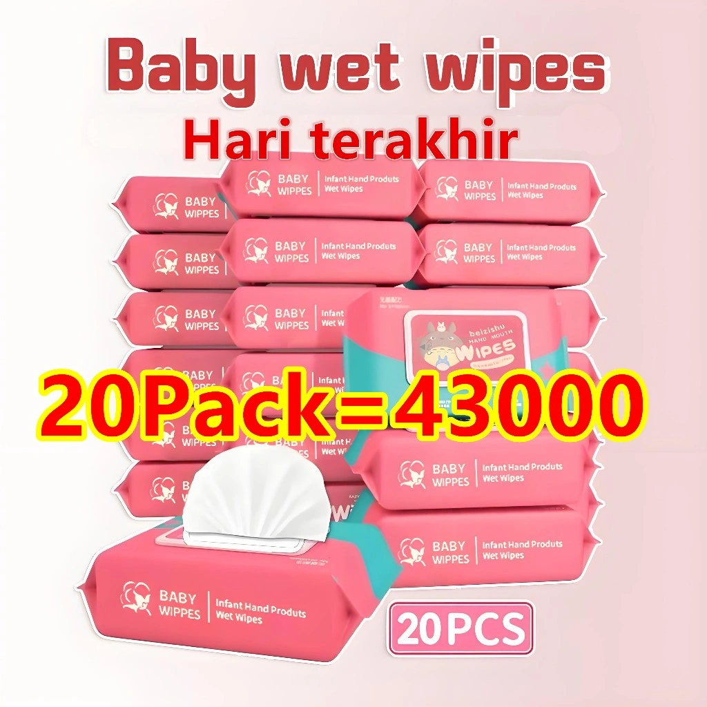 10-30Pack Tisu Basah Bayi Isi 80 - Tanpa Alkohol & Pewangi, Aman untuk Kulit Sensitif, Ultra Lembut, Harga Terjangkau, COD, Exp 24 Bulan
