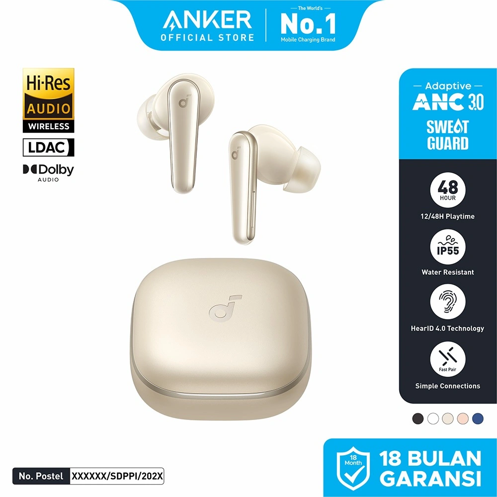 Soundcore Liberty 5 ANC by Anker, Noise-Cancelling Wireless Earbuds, 2x Stronger Voice Reduction, Real-Time Adaptive Noise Cancelling - A3957